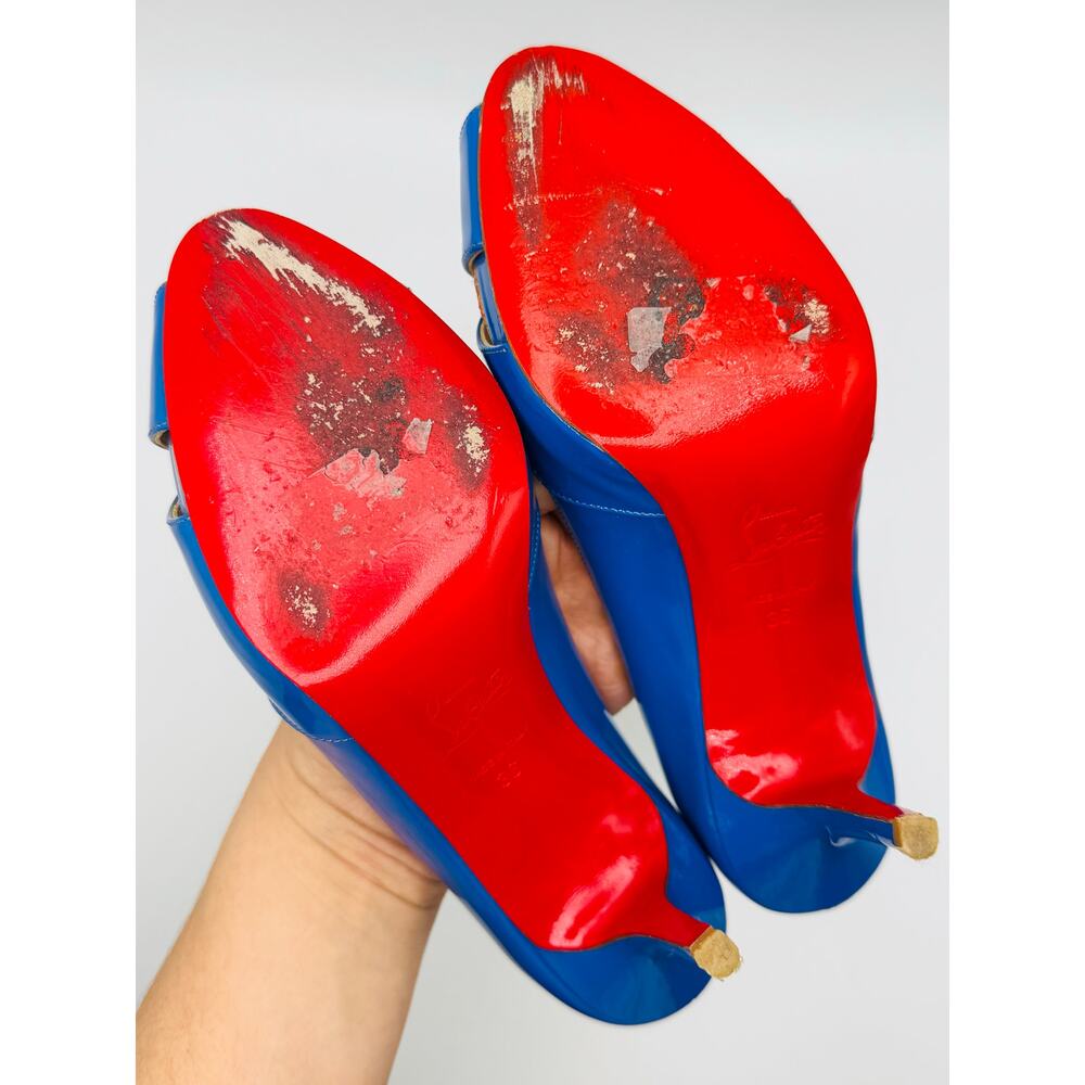 CHRISTIAN LOUBOUTIN  Classic Patent Blue Shelley 90 Pumps  size EU 36 - Picture 11 of 11